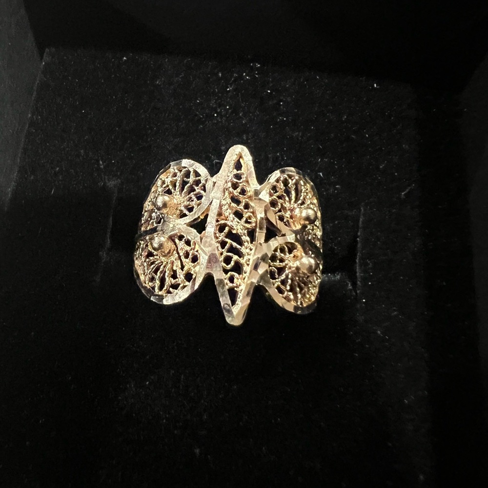 14k butterfly filigree ring
